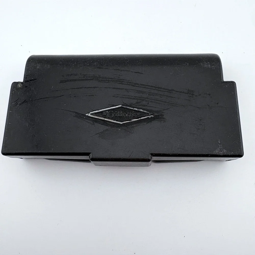 Vintage Gillette Gold Tone 3 Piece Safety Razor with Black Diamond Logo Case USA